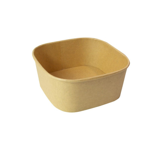 Insalatiera quadrata multiuso in cartone kraft riciclato senza coperchio - 1400 ml - 17 cm x 17 cm x 7,5 cm - 300 unità