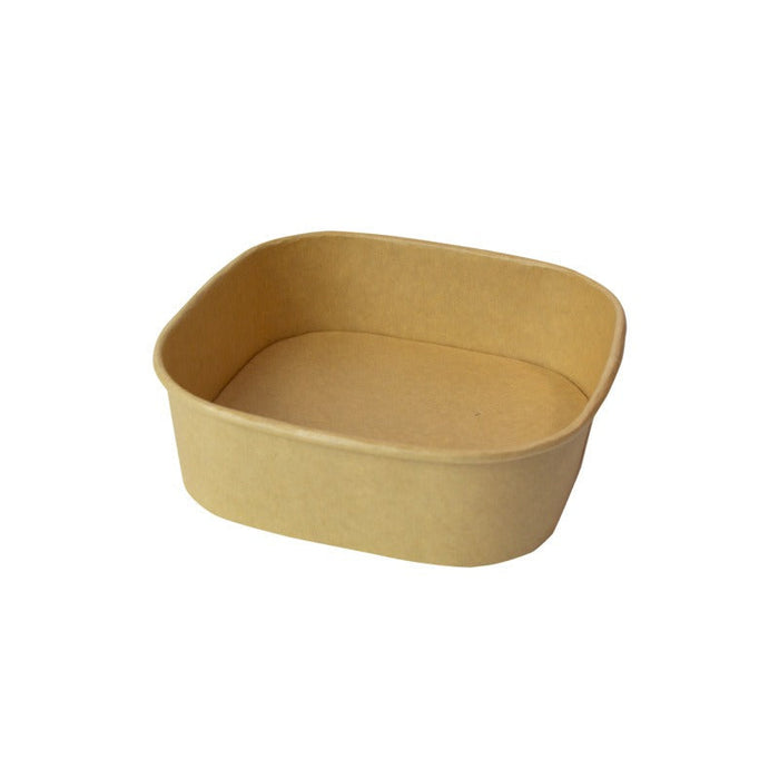Insalatiera quadrata multiuso in cartone kraft riciclato senza coperchio - 750 ml - 17 cm x 17 cm x 4,4 cm - 300 unità