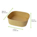 Insalatiera quadrata multiuso in cartone kraft riciclato senza coperchio - 750 ml - 17 cm x 17 cm x 4,4 cm - 300 unità - dimensions