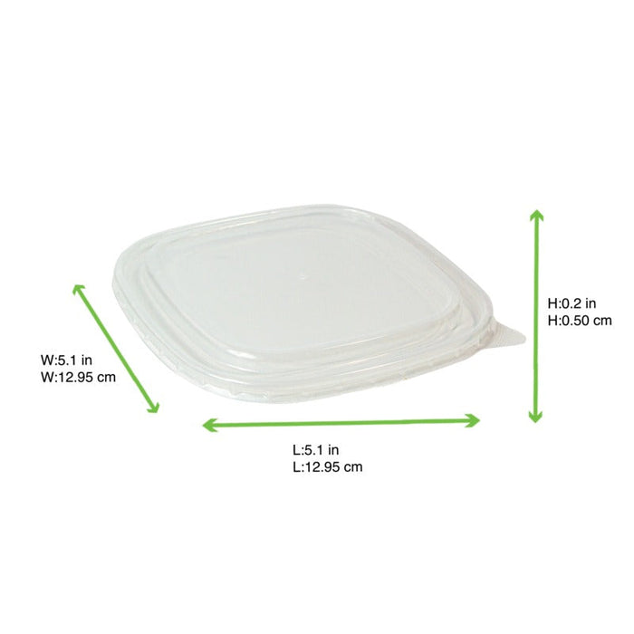 Coperchio quadrato in PP trasparente per insalatiera quadrata - 13 cm x 13 cm x 8 cm - Compatibile con 210PCAR500PPK, 210PCAR650PPK - 300 unità - dimensions