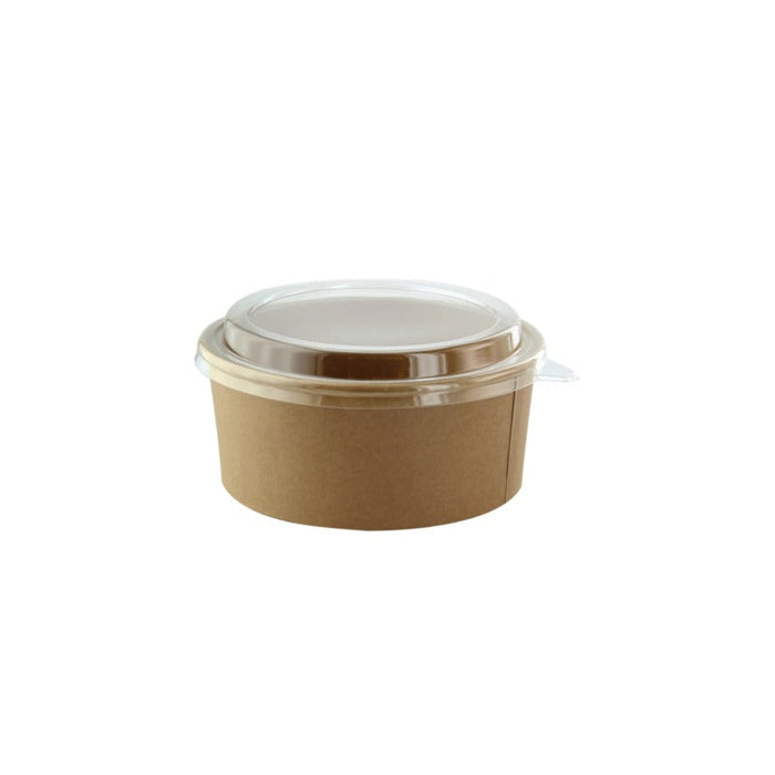 Insalatiera rotonda "Buckaty" in cartone kraft con coperchio in PET - 500 ml - Ø 11,1 cm - H 6,3 cm - 500 unità