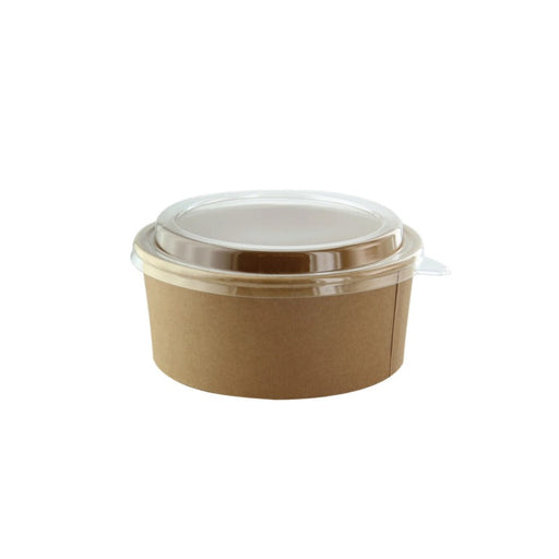 Insalatiera rotonda "Buckaty" in cartone kraft con coperchio in PET - 550 ml - Ø 15 cm - H 5 cm - 300 unità