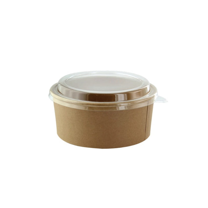 Insalatiera rotonda "Buckaty" in cartone kraft con coperchio in PET - 550 ml - Ø 15 cm - H 5 cm - 300 unità