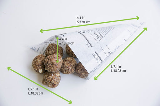 Cono in carta antigrasso con decoro Giornale - 360 ml - 25 cm x 18 cm x 18 cm - 5000 unità - dimensions