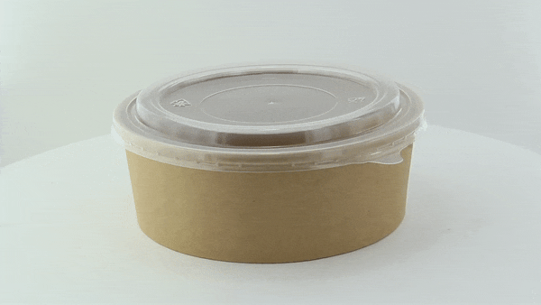 Insalatiera rotonda "Buckaty" in cartone kraft con coperchio in PP - 1200 ml - Ø 18,5 cm - H 6,4 cm - 200 unità
