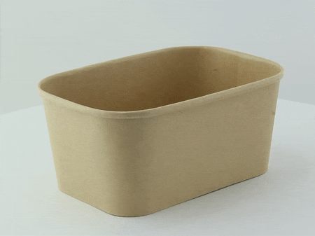 Insalatiera rettangolare in cartone kraft laminato PP senza coperchio - 1000 ml - 17 cm x 12 cm x 7,5 cm - 200 unità