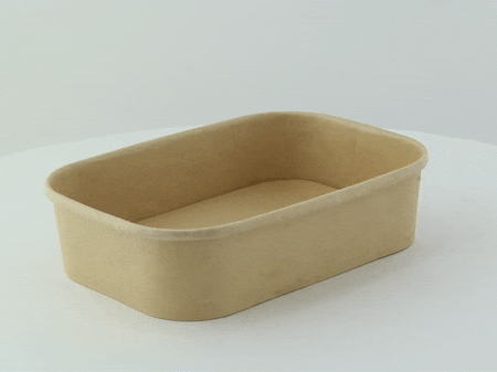 Insalatiera rettangolare in cartone kraft laminato PP senza coperchio - 500 ml - 17 cm x 12 cm x 4,5 cm - 200 unità
