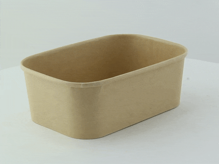 Insalatiera rettangolare in cartone kraft laminato PP senza coperchio - 750 ml - 17 cm x 12 cm x 5,5 cm - 200 unità