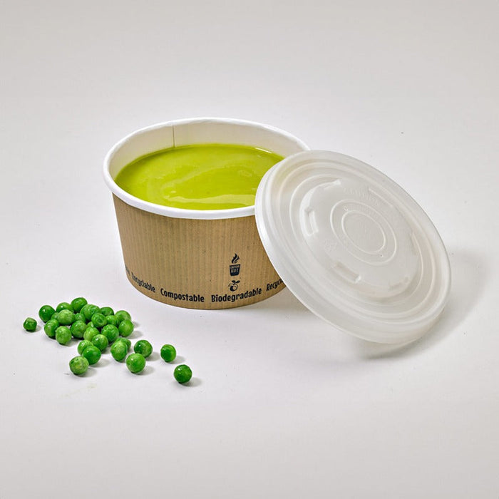 Contenitore in cartone bianco per caldo e freddo con rivestimento in PLA - 450 ml - Ø 11,4 cm - H 8 cm - 500 unità