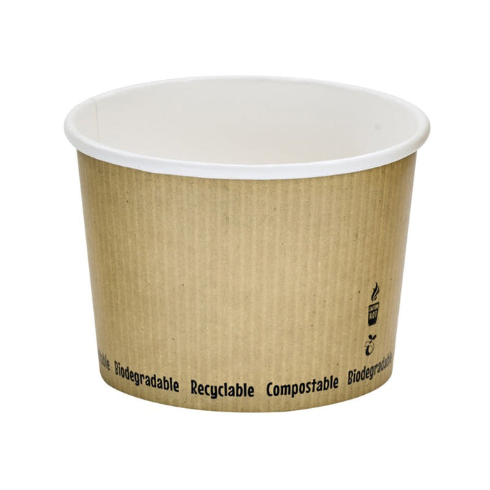 Contenitore in cartone bianco per caldo e freddo con rivestimento in PLA - 450 ml - Ø 11,4 cm - H 8 cm - 500 unità