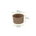 Contenitore in cartone kraft marrone per caldo e freddo - 130 ml - Ø 8 cm - H 4,5 cm - 1000 unità - dimensions