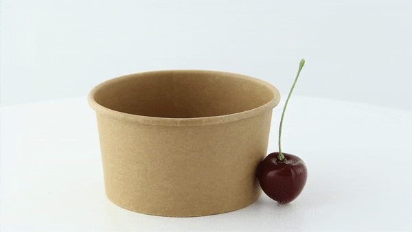 Contenitore in cartone kraft marrone per caldo e freddo - 270 ml - Ø 9,5 cm - H 5,3 cm - 1000 unità