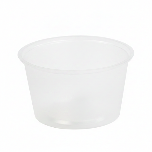 Contenitore per salse rotondo in plastica PP trasparente - 110 ml - Ø 7 cm - H 4,3 cm - 1000 unità
