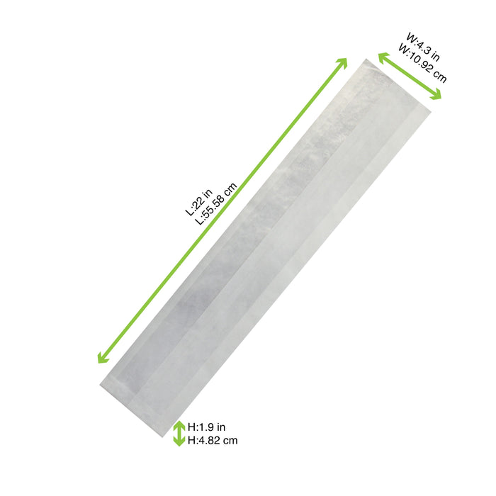 Sacchetto per sandwich bianco antigrasso con finestra cristallo - 11 cm x 4 cm x 55 cm - 1000 unità - dimensions