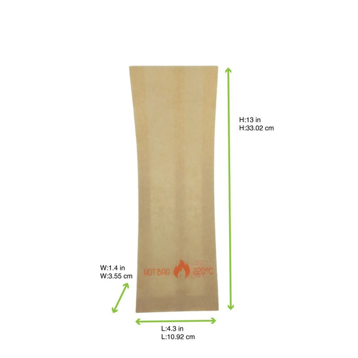Sacchetto in carta kraft marrone speciale forno - 11 cm x 3,5 cm x 33 cm - 1000 unità - dimensions