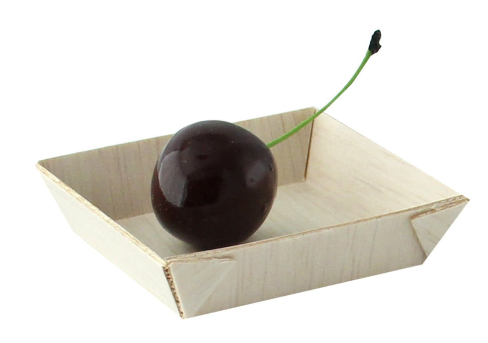 Vaschetta quadrata in legno "Samouraï" - 6 cm x 6 cm x 1,5 cm - 200 unità