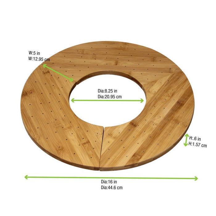 Supporto rotondo in bambù per 40 stecchini "Donut" - Ø 40,6 cm - H 1,6 cm - 3 unità - dimensions
