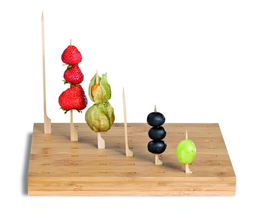 Supporto rettangolare in bambù per 49 stecchini "Teppo Gushi" - 25 cm x 20 cm x 2,5 cm - 1 unità