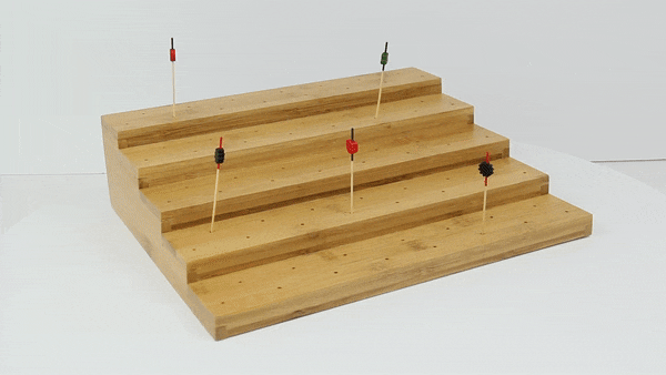 Supporto in bambù "Escalier" per 75 stecchini - 36 cm x 30,5 cm x 9,5 cm - 2 unità
