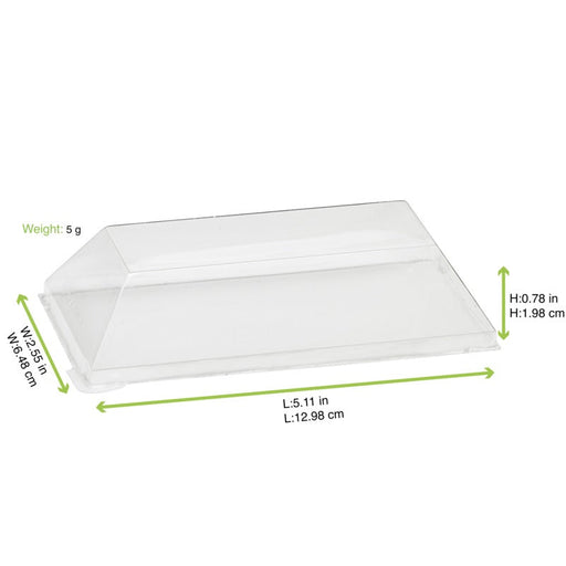 Coperchio in PET trasparente "Samourai" - 13,5 cm x 7 cm x 3,2 cm - Compatibile con 210SAMBQ65 - 100 unità - dimensions