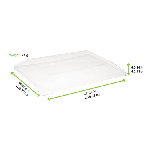 Coperchio in PET trasparente "Samourai" - 16,2 cm x 9 cm x 2,3 cm - Compatibile con 210SAMBQ85 - 100 unità - dimensions