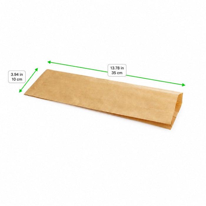 Sacchetto per sandwich in carta marrone - 10 cm x 4 cm x 34 cm - 1000 unità - dimensions