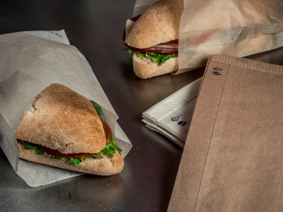 Sacchetto per sandwich in carta marrone con finestra - 12 cm x 4 cm x 34 cm - 1000 unità
