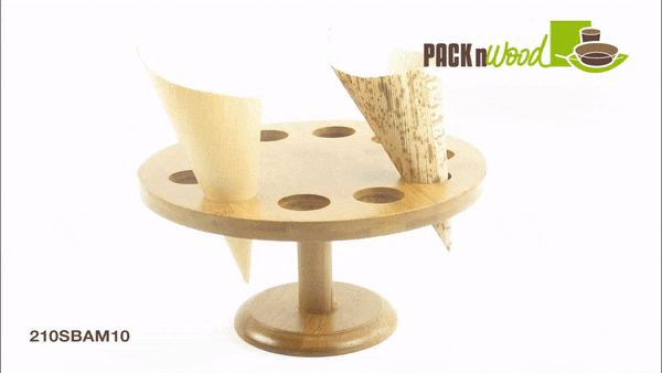 Supporto in bambù per coni a 10 fori - Ø 17,8 cm - H 9,2 cm - 2 unità