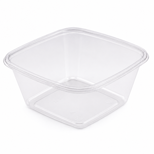 Insalatiera quadrata "Pyramide" in PET trasparente senza coperchio - 750 ml - 16 cm x 16 cm x 7 cm - 400 unità