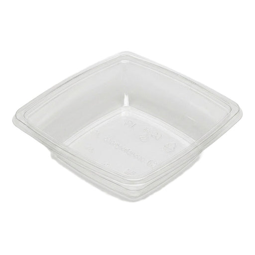 Insalatiera quadrata piatta in PET trasparente senza coperchio - 750 ml - 19,5 cm x 19,5 cm x 4,6 cm - 300 unità