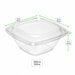 Insalatiera quadrata in PET trasparente con coperchio a cupola - 1000 ml - 19 cm x 19 cm x 7,5 cm - 200 unità - dimensions