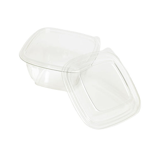 Insalatiera quadrata in PET trasparente con coperchio - 480 ml - 13 cm x 13 cm x 6 cm - 100 unità