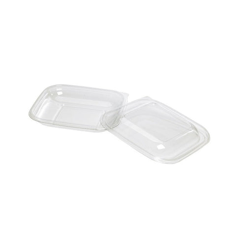 Insalatiera quadrata piatta in PET trasparente con coperchio - 500 ml - 19,5 cm x 19,5 cm x 3 cm - 100 unità