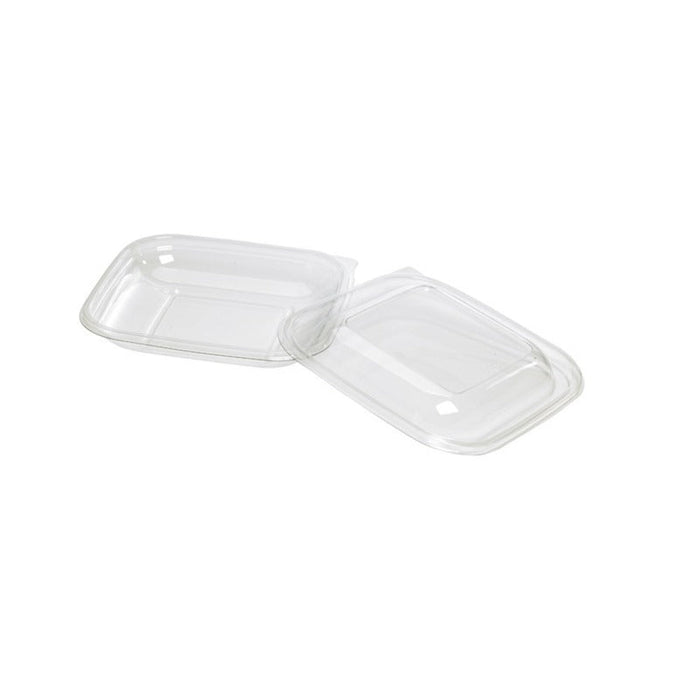 Insalatiera quadrata piatta in PET trasparente con coperchio - 500 ml - 19,5 cm x 19,5 cm x 3 cm - 100 unità