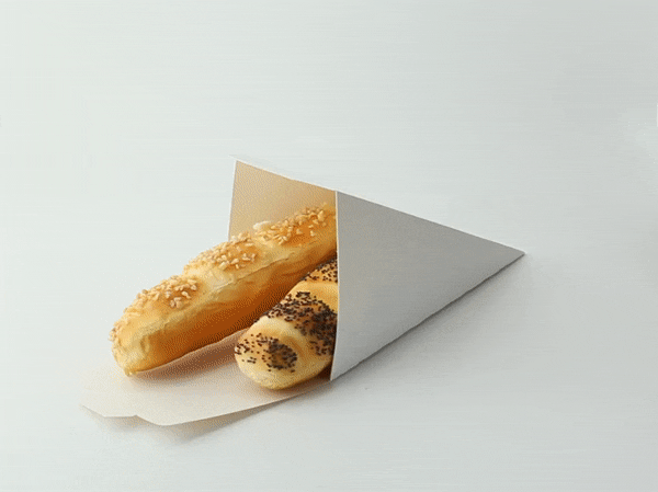 Cono snack richiudibile in cartone bianco - 9 cm x 9 cm x 19 cm - 400 unità