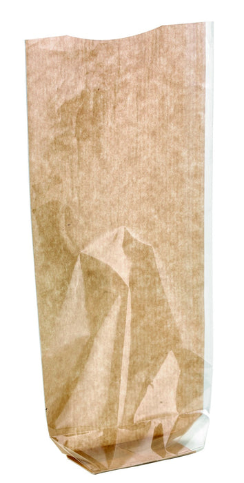Sacchetto trasparente con fondo in cartoncino kraft - 12 cm x 26 cm - 100 unità