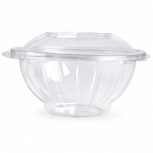 Insalatiera rotonda in PET trasparente con coperchio incernierato - 750 ml - Ø 15,1 cm - H 6 cm - 200 unità