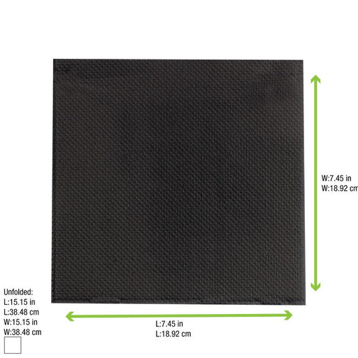 Tovagliolo micro point nero 2 veli - 38 cm x 38 cm - 1440 unità - dimensions