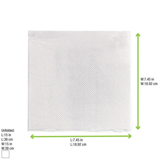 Tovagliolo micro point bianco 2 veli - 38 cm x 38 cm - 1200 unità - Rif. 210SMP4040W - dimensions