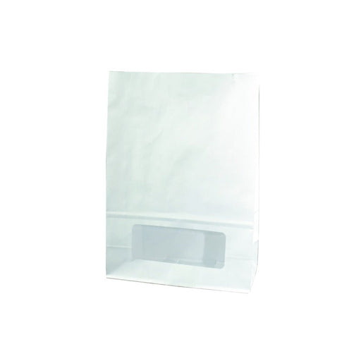 Sacchetto Bloomer in carta bianca con finestra - 15,7 cm x 8,5 cm x 22 cm - 500 unità
