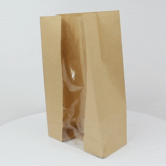 Sacchetto SOS in carta kraft marrone con finestra - 22,5 cm x 12 cm x 37,5 cm - 500 unità