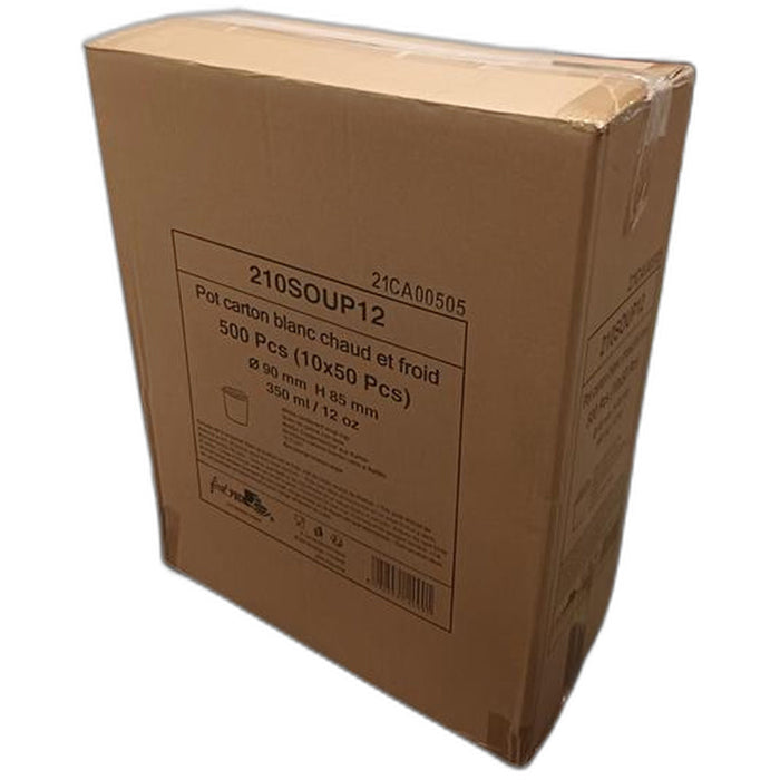 Contenitore in cartone bianco per caldo e freddo - 350 ml - Ø 9 cm - H 8,9 cm - 500 unità