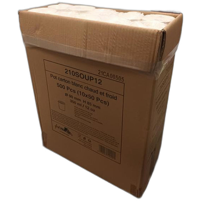 Contenitore in cartone bianco per caldo e freddo - 350 ml - Ø 9 cm - H 8,9 cm - 500 unità