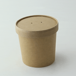 Contenitore in cartone kraft marrone per caldo e freddo con coperchio in cartone - 350 ml - Ø 9 cm - H 8,5 cm - 500 unità