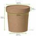 Contenitore in cartone kraft marrone per caldo e freddo con coperchio in cartone - 350 ml - Ø 9 cm - H 8,5 cm - 500 unità - dimensions