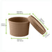 Contenitore in cartone kraft marrone per caldo e freddo con coperchio in cartone - 240 ml - Ø 9 cm - H 6,1 cm - 500 unità - dimensions
