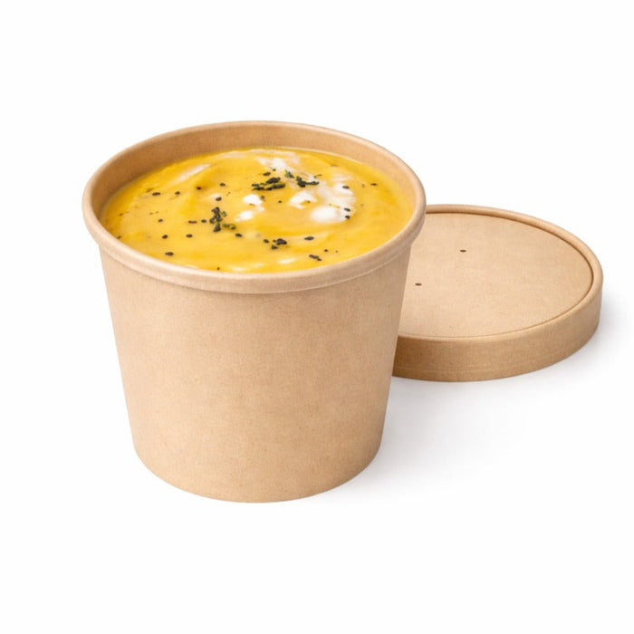Contenitore in cartone di fibra di bambù per caldo e freddo con coperchio in cartone - 710 ml - Ø 11,7 cm - H 11 cm - 250 unità