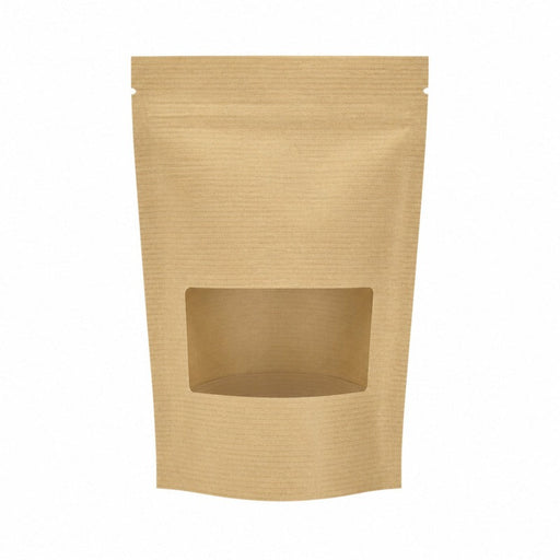 Busta stand up kraft trasparente con chiusura zip - 13 cm x 21 cm - 200 unità