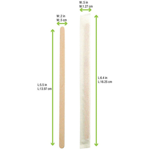 Palettina da caffè in legno imbustata singolarmente - 14 cm - 10000 unità - dimensions