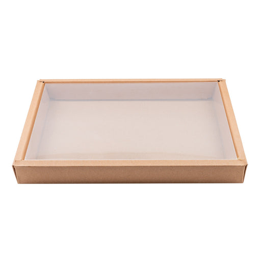 Combo scatola per sushi in kraft con coperchio in PET - 31 cm x 21,5 cm x 3,5 cm - 50 unità
